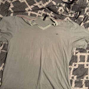RVCA Light Grey Striped V-Neck Tee